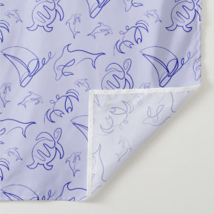 Tapiz Animales marinos y patrón de dibujo de una línea