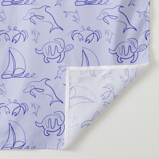 Tapiz Animales marinos y patrón de dibujo de una línea (Detalle)