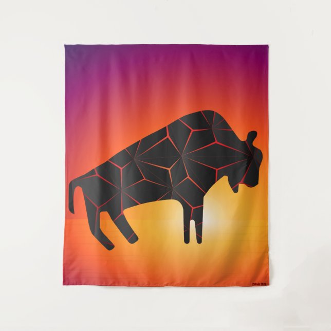Tapiz Animales prehistóricos Fiery Bison (Anverso)