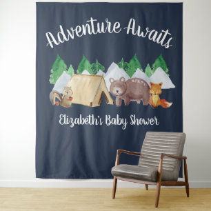Tapiz Animales rústicos de Woodland camping Baby Shower