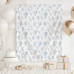 Tapiz Animales Safari Toile de Jouy ducha de bebé azul