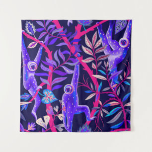 Tapiz Animales tropicales: patrón de monos azules.