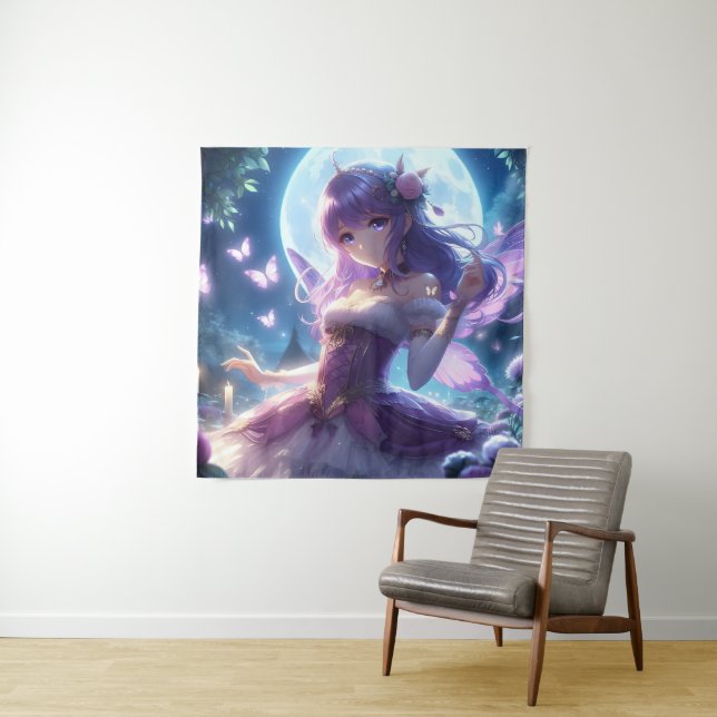 Tapiz Anime Chica Violet Butterfly Wing Moon Fairy (In situ)