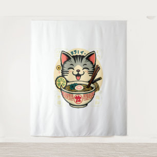 Tapiz Anime ga Kawaii Cat Noodle japonés