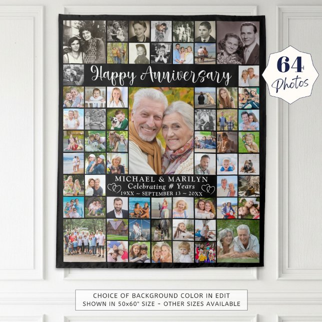 Tapiz Aniversario 64 Collage de fotos tu color (Subido por el creador)