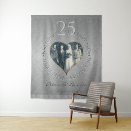 Tapiz Aniversario de bodas de plata con foto en forma de