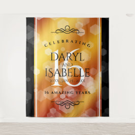 Tapiz Aniversario de bodas elegante de topacio dorado nú