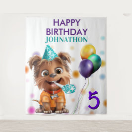 Tapiz Aniversario del cumpleaños del perro de la cachorr