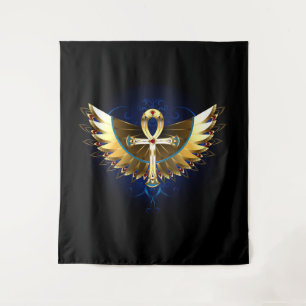 Tapiz Ankh de oro con alas