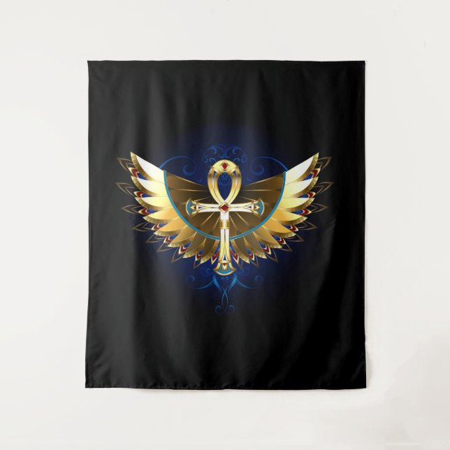 Tapiz Ankh de oro con alas (Anverso)