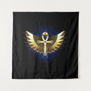 Tapiz Ankh de oro con alas