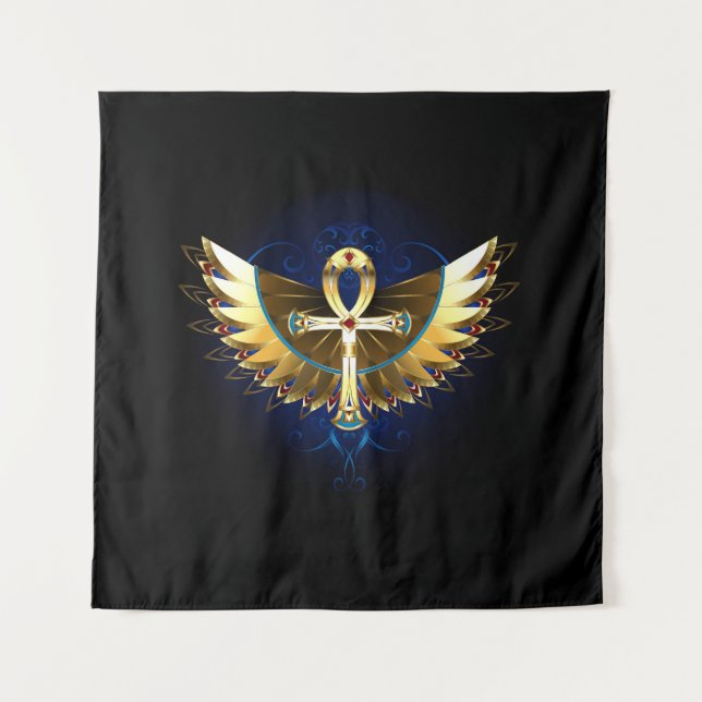 Tapiz Ankh de oro con alas (Anverso)