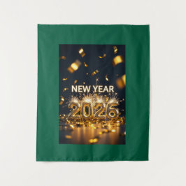 Tapiz Año Nuevo 2026 - Colgante de Pared Custom Lu