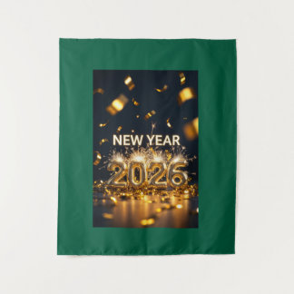 Tapiz Año Nuevo 2026 - Colgante de Pared Custom Lu