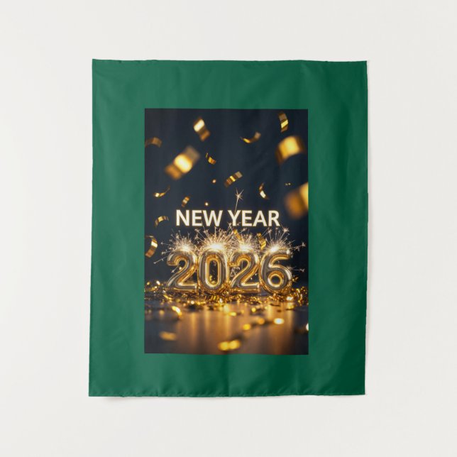Tapiz Año Nuevo 2026 - Colgante de Pared Custom Lu (Anverso)