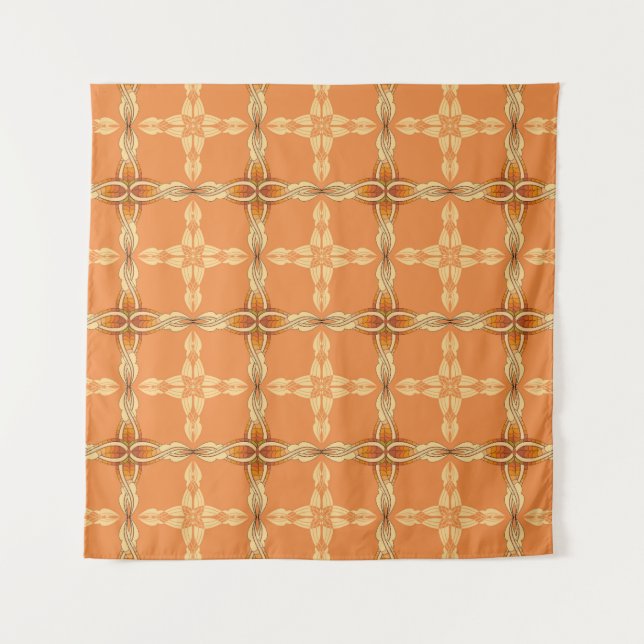 Tapiz antecedentes de naranja con abstractabas de tribu  (Anverso)