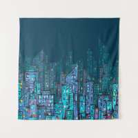 Antecedentes del paisaje urbano nocturno. Ilustrac