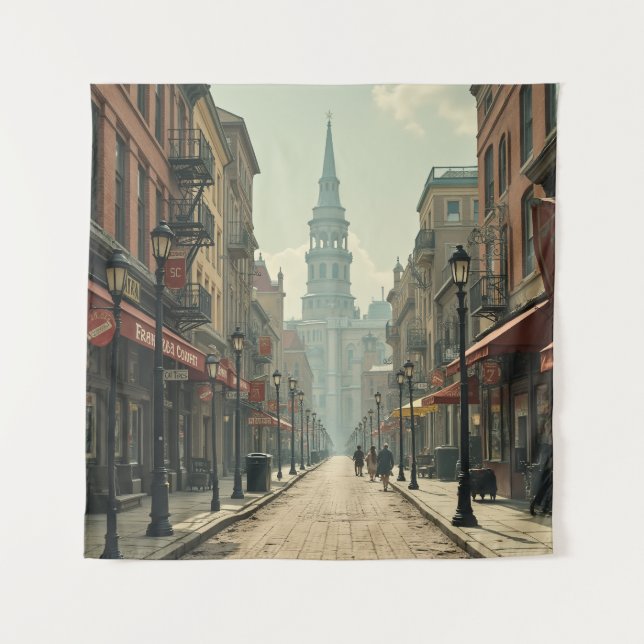 Tapiz Antecedentes (escena del centro de la ciudad de in (Anverso)