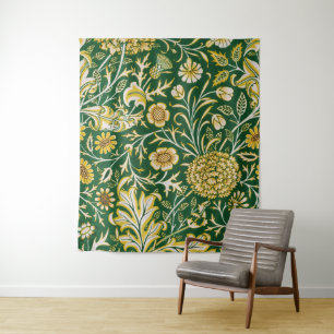 Tapiz Antiguo Arte Floral Verde Cherwell de William Morr