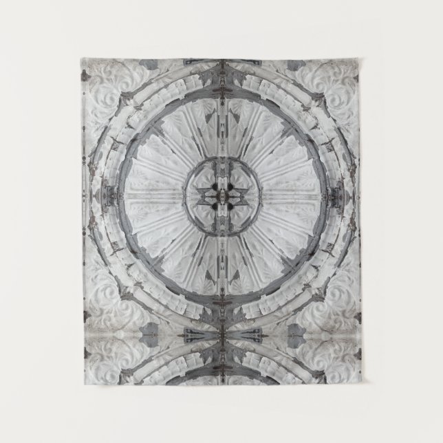 Tapiz Antiguo Cuadrado Blanco Tile Círculo (Anverso)