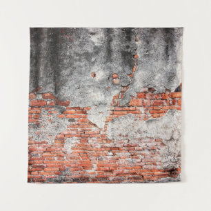 Tapiz Antiguo muro de ladrillo rojo asfixiado en el anti
