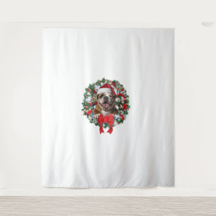 Tapiz Antiguos Navidades de Bulldog ingleses Wreath Deco