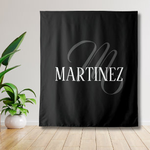 Tapiz Apellido personalizado elegante negro   Nombre