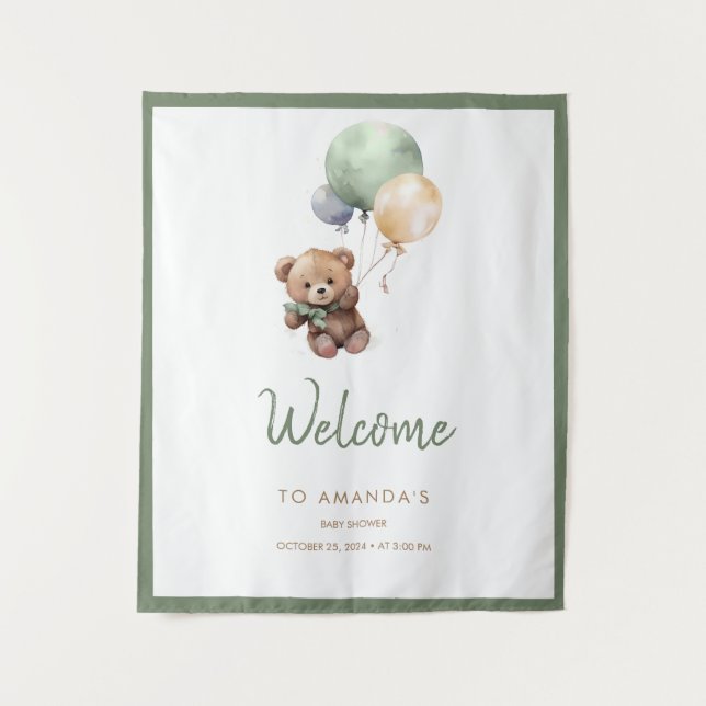 Tapiz Apenas Podemos Esperar Oso de Peluche Cumpleaños G (Anverso)