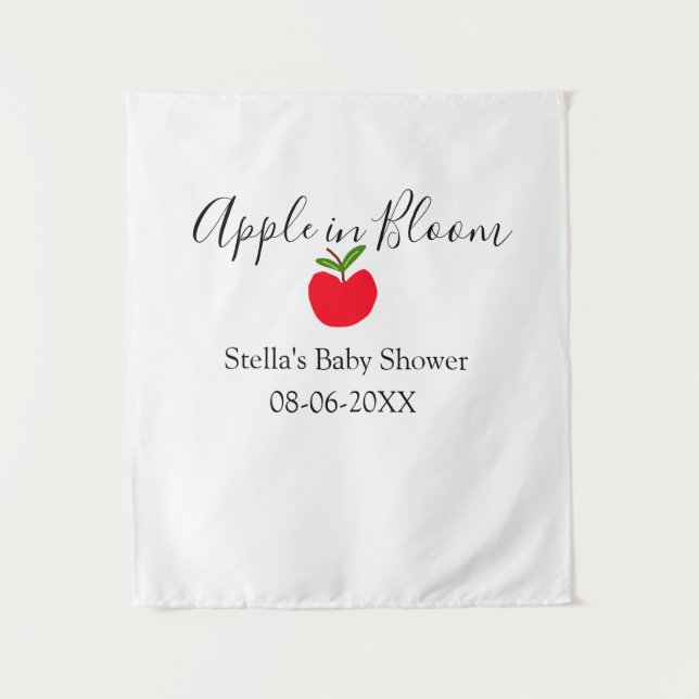 Tapiz Apple in bloom baby shower red apple name date  (Anverso)