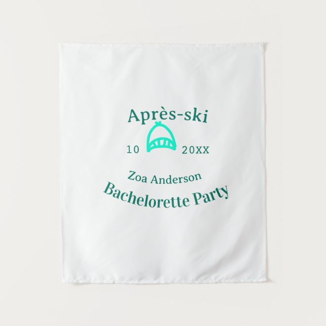 Tapiz Après-ski bachelorette party turquoise hat name da (Anverso)
