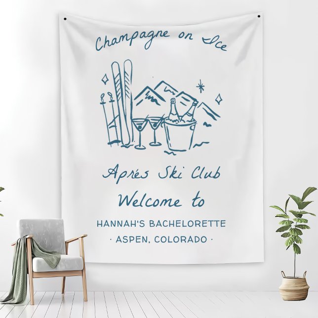 Tapiz Après Ski Champagne on Ice Winter Bach Party (Subido por el creador)