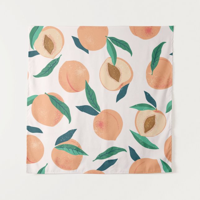 Tapiz Apricot De Peach: Patrón Tropical Sin Marea. (Anverso)