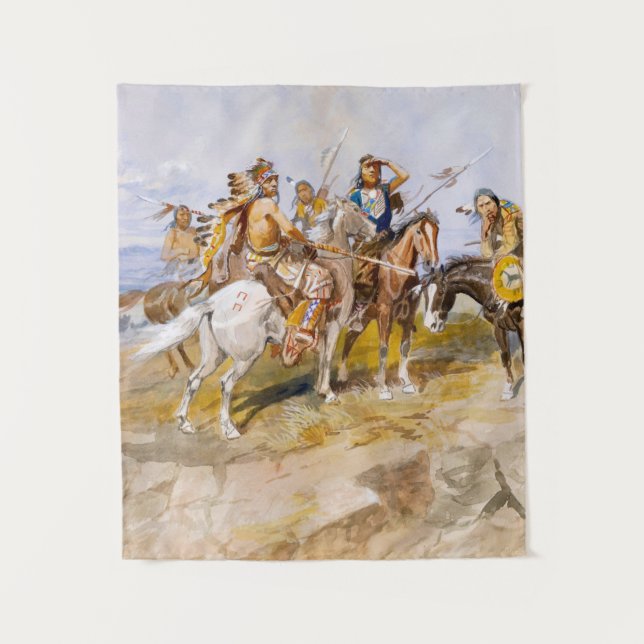 Tapiz Aproximación de los hombres blancos, 1897 por Russ (Anverso)