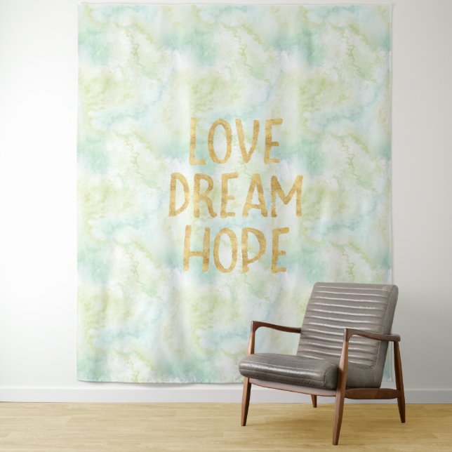 Tapiz Aqua Gold Love Dream Hope (In situ)