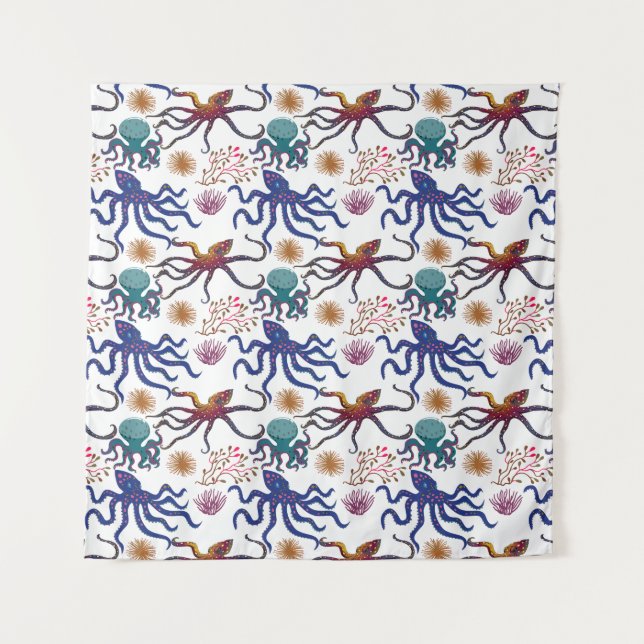 Tapiz Aquatic animals pattern | ocean underwater life 27 (Anverso)