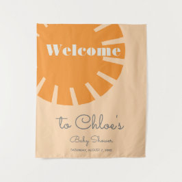 Tapiz Aquí viene el sol Retro Baby Shower