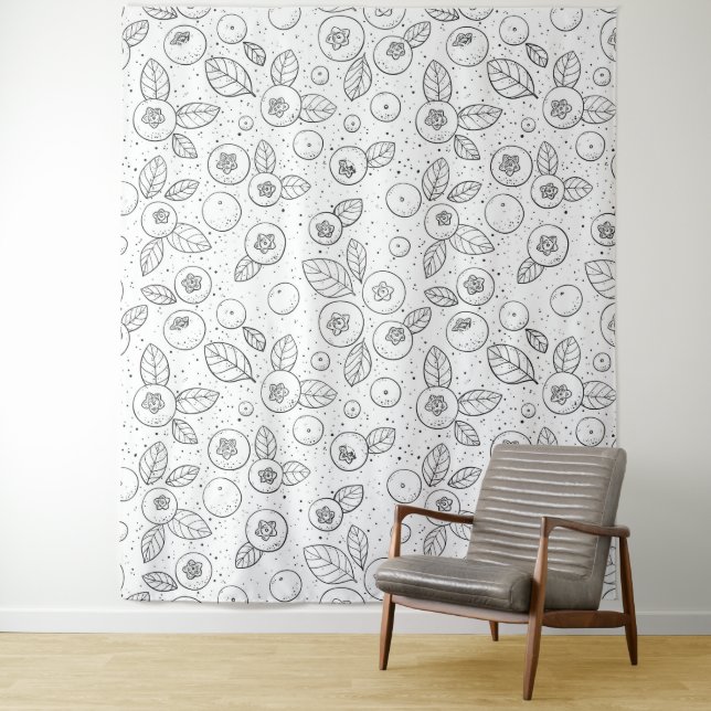 Tapiz Arándanos azules en blanco y negro (In situ)