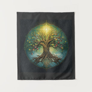 Tapiz Árbol Celta de la Vida Yggdrasil Resplandor Mágico