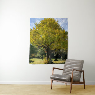 Tapiz Árbol de Ginkgo del Amarillo Dorado