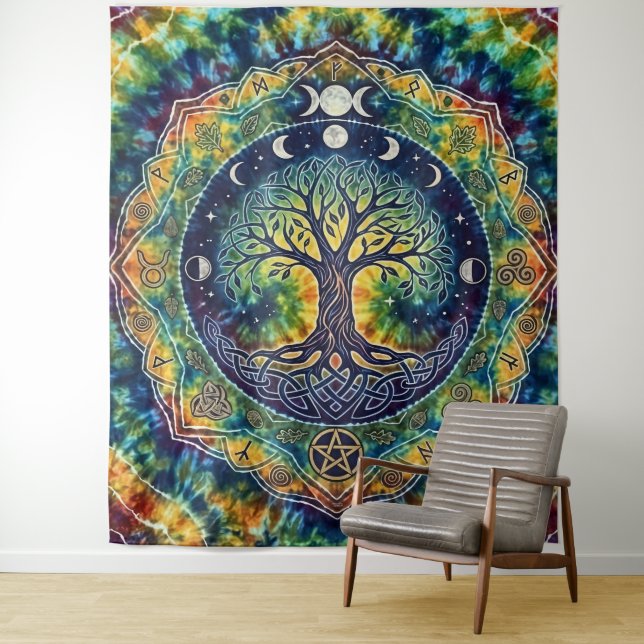 Tapiz Árbol de la Vida Arcoíris Teñido (In situ)
