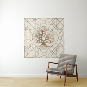 Tapiz Árbol de la vida - Yggdrasil con oro del pastel de