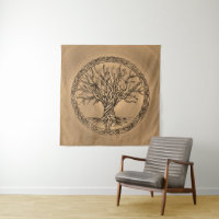 Árbol de la vida - Yggdrasil - lona de la sepia