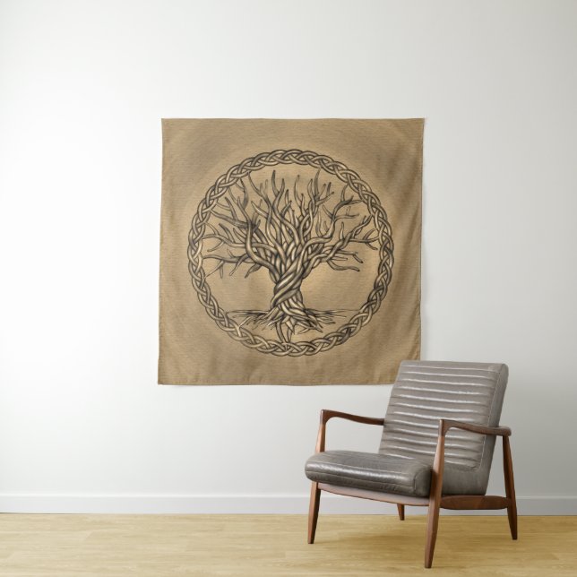 Tapiz Árbol de la vida - Yggdrasil - lona de la sepia (In situ)