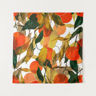 Tapiz Árbol de mandarinas: jugoso patrón sin costuras.