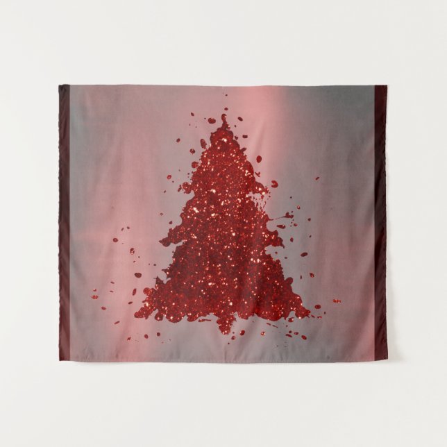 Tapiz Árbol de Navidad clásico | Rojo de cardenales rico (Anverso (horizontal))