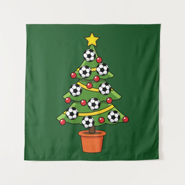 Tapiz Árbol de Navidad del fútbol de fútbol (Anverso)