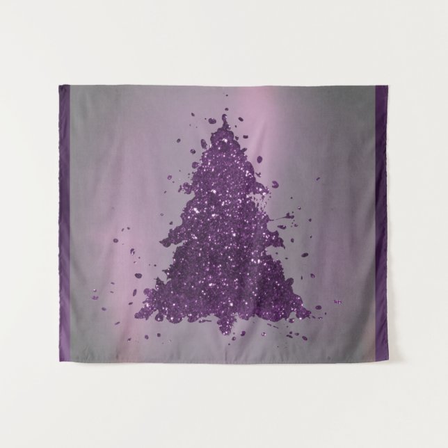 Tapiz Árbol de Navidad Malhumorado | Salpicadura Morada  (Anverso (horizontal))