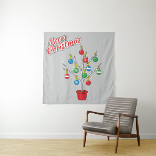 Tapiz Árbol de sucursal desnudo de los navidades - Feliz