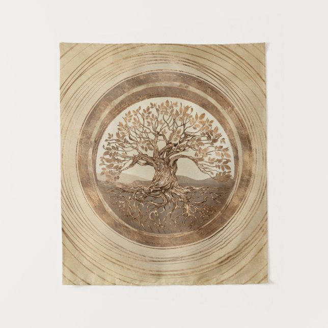 Tapiz Árbol de vida - Yggdrasil Pastel de oro (Anverso)