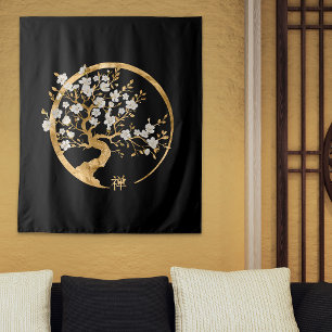 Tapiz Árbol Golden Enso Zen Circle Sakura